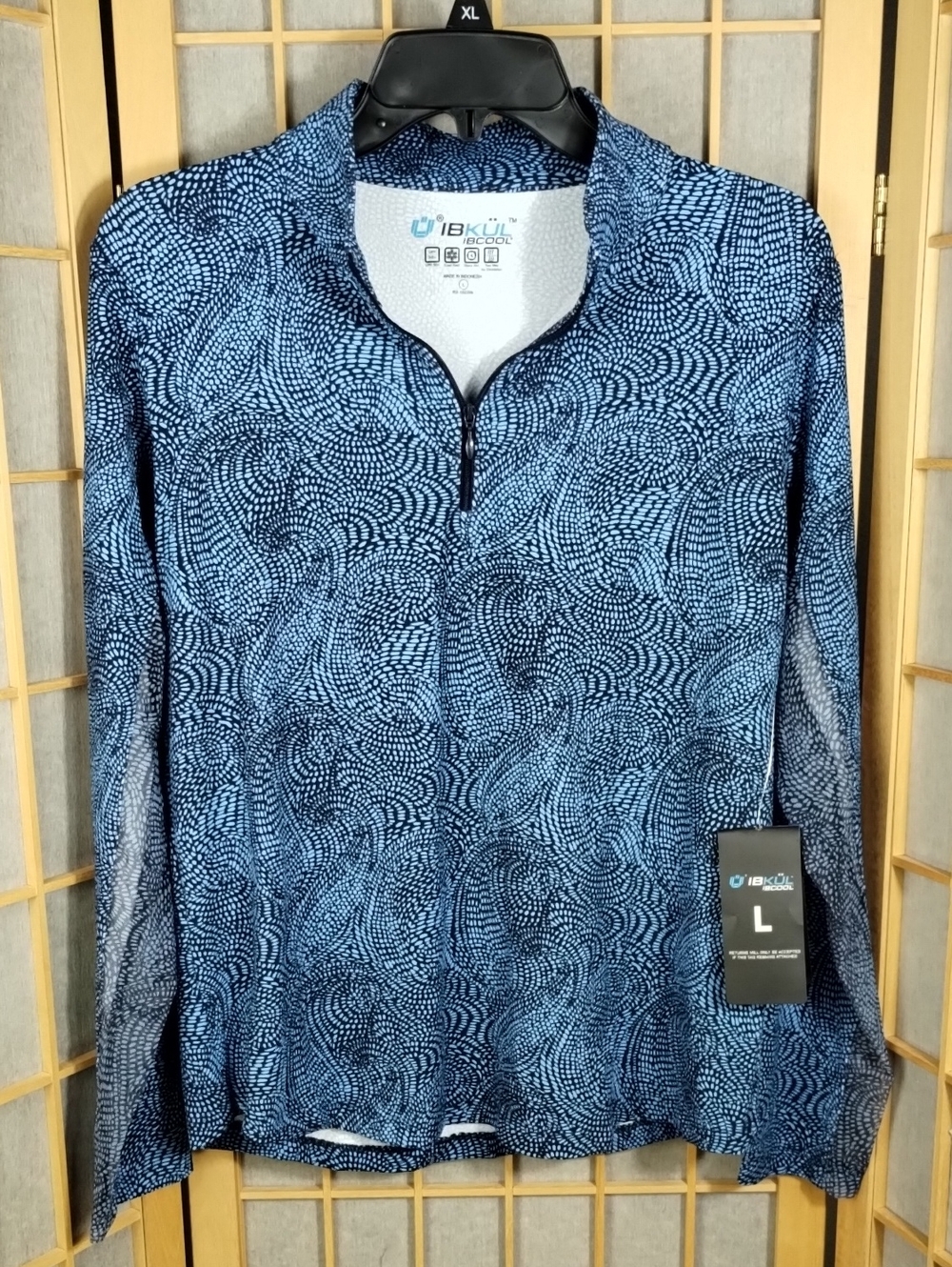 IBKUL Wmn's Stephanie Golf Quarter-Zip Long Sleeve Pullover Navy/Peri Size L NWT